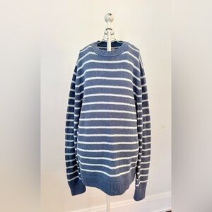 Faherty Organic Cotton Ocean Blue Striped Crewneck Sweater